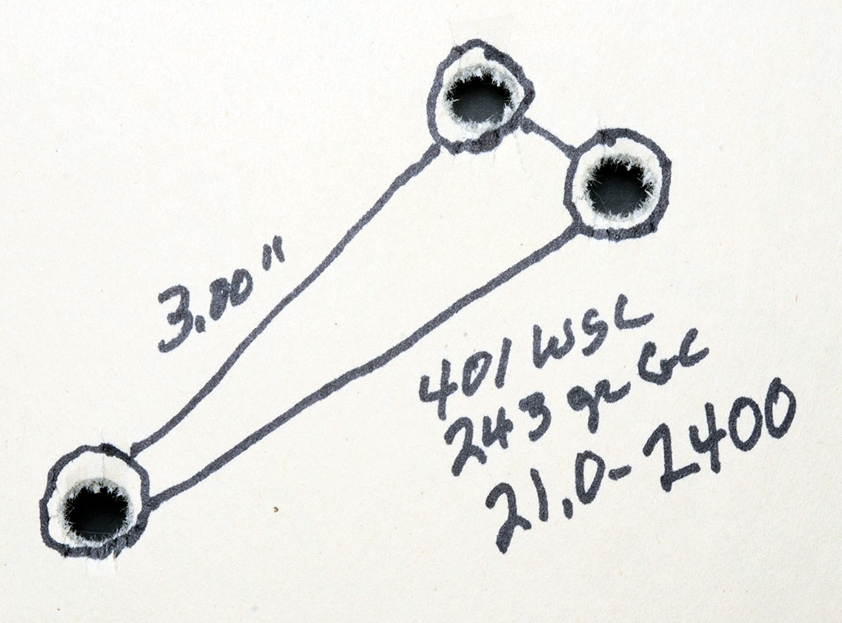 This group was the best Mike shot from his 401 WSL. Most groups were within 4 inches at 100 yards.